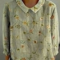 Loose Printed Crew Neck Casual Plus Size Women's Shirt