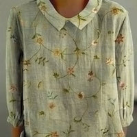 Loose Printed Crew Neck Casual Plus Size Women's Shirt