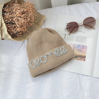 Women's Knitted Hat Pearl Small Fragrant Woolen Hat