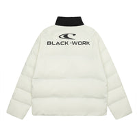 Ribbon Patchwork Stand-up Collar Bread Loose Warm Cotton Coat