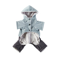 Corduroy Pet Four-legged Hooded Fleece Lined Coat