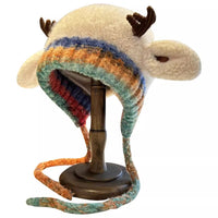 Cute Christmas Antler Plush Hat For Women, Warm In Autumn And Winter