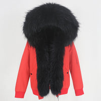 New Parka Thick Raccoon Fur Liner Detachable Jacket