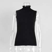 Womens Turtleneck Sleeveless Base Layer Top Sweater Cardigan Set