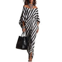 Womens Fashionable Loose Striped Off-Shoulder Dress
