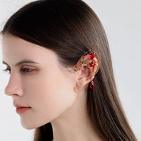 New Retro Original Red Beads European And American Non-piercing Earrings