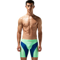 New Fashion Men's Low Waist Long Boxer Swimming Trunks