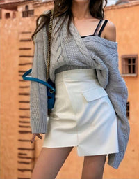 Autumn And Winter Diagonal Cardigan Cross Non-specification V-neck Sweater