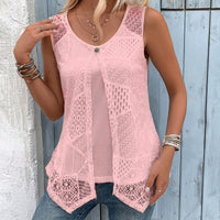 Vest Decorative Buckle Mesh Sleeveless Fake Two-Piece