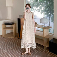 Bohemian Retro Crochet Hollow-Out Jacquard Knitted Dress Womens Summer New Loose Layering Cover-Up