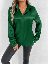 Springsummer Satin Shirt Long-sleeved Satin Top