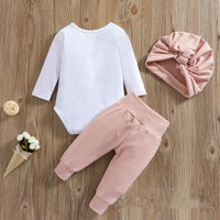 Children's Long Sleeve Letter Romper T-shirt Set