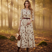 V-neck Spring Long-sleeve Womens Dress Fashionable
