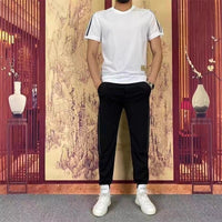 Men's Trend Loose And High-elastic Ice Silk Leisure Suit