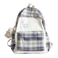 Ladies Plaid Backpack Large Capacity School Bag