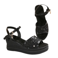 Women's Mesh Peep-Toe Platform Large-Size Sandals