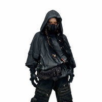 Split Structure Fried Dyeing Distressed Hooded Sweater For Men