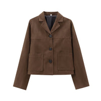 Retro Old Money Style Suede Short Jacket Women