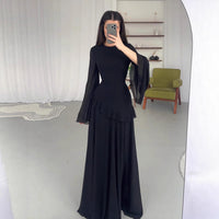 Women's Crew Neck Slim-fit Long-sleeve Dress