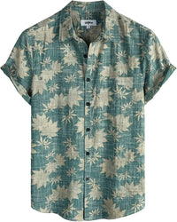 Men's Hawaiian Casual Flower Short Sleeve Single-breasted Beach Tropical Shirt