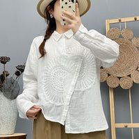 Women's Long-Sleeve New Arrival Embroidered Chic Embroidered Shirt Top