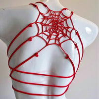 Buckled Front And Shaped Back Spider Web Bra Halter Lace Pure Sexy