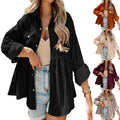 Fashion Corduroy Ruffled Shirt Top For Women