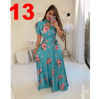 European And American-style Fashion Digital-print Maxi Dress