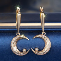 Champagne Gold Star And Moon Earrings Design Sense