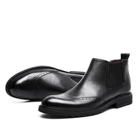 Autumn And Winter Leather Martin Boots Men's Block Carving