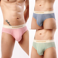 Men's Thin Breathable Sexy Briefs U Convex Big Bag Comfortable Solid Color Simple