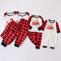 European And American Parent-child Suit Cartoon Santa Claus Printed Plaid Pants Homewear