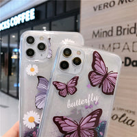 Purple Butterfly Chrysanthemum Daisy Glitter Quicksand Shell