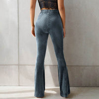 Women's Fashion Casual Striped Sunken Stripe Bell-bottom Pants