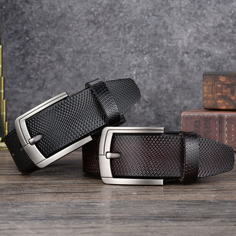 Cowhide Men's Pin Buckle Belt Men's Non-stitching Waistband