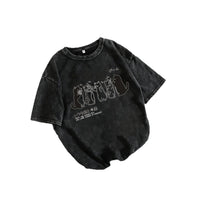 Cartoon Cat Shower Mens Loose-Fit Short-Sleeve T-Shirt