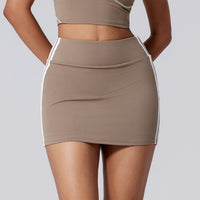 Women's Nude Feel Color Matching High Waist Running Sports Skirt