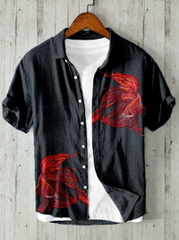 Amazon Independent Station Printed Men's Beach Loose Casual Shirt Top
