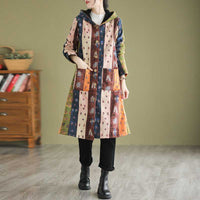 Ethnic Style Fleece-lined Thick Mid-length Trench Coat