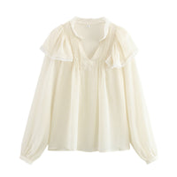 European And American Style Lace Laminated Decoration Shirt