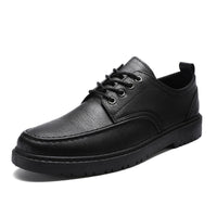 Plus Size Handsome Lace Up Casual Youth British Black Leather Shoes Men