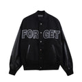 Stitching PU Leather Sleeve Baseball Uniform Men's Ins Fashion Brand Letter Embroidered Jacket