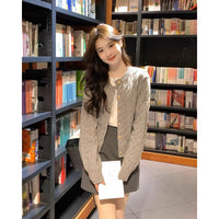 Solid-color Soft Chewy Braided Knit Cardigan For Women Autumnwinter