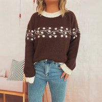 Autumn And Winter New Polka Dot Branch Jacquard Commute Leisure Sweater