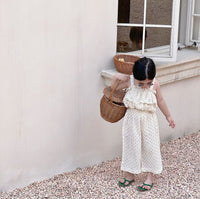 Fashion Personality Girl's Polka Dot Sling Suit
