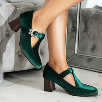 Womens Fashionable Chunky-heel High Heels With Buckles