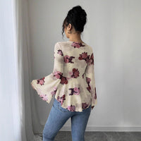 Women's French-style Printed Mesh Elegant Casual Shirt