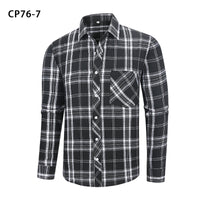 Men's Casual Plus-Size Long-Sleeve Plaid Shirt