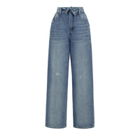 Niche High-waisted Wide-leg Pants With A Curled Hem For Women