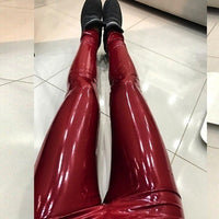 Women's Fashion Casual Mirror Pu Leather Pants